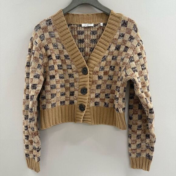 Rebecca Taylor NYC Cropped Checkerboard Cardigan size M - Picture 6 of 11